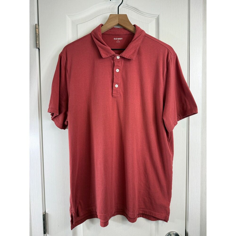 Old Navy Men's Soft Washed Jersey Polo Shirt Short Sleeve Red Size XL